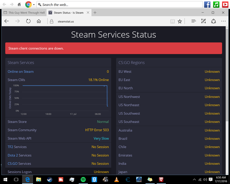 Illustration for article titled STEAM CRASH JULY 17th 2016